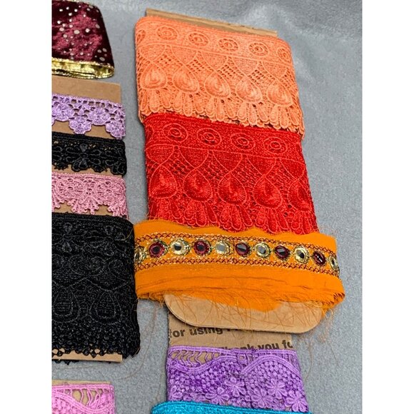 24 yds 15" Assorted Lace & Trim Fabric Bundle - Various Colors & Patterns - Picture 7 of 16